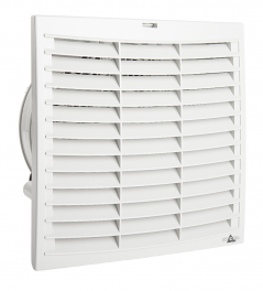 Filtruojančio ventiliatoriaus oro srauto kryptis į vidų su G3 tipo filtru FPI 018, 624 m³/h, 230 V kintamosios srovės, išpjova 291x291 mm, IP 54; sertifikatai: CE, UL, VDE, EAC