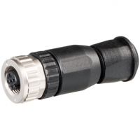 Jungtis 5pin (lizdas-female) tiesi, M12 plastikinis su metaliniu sriegiu