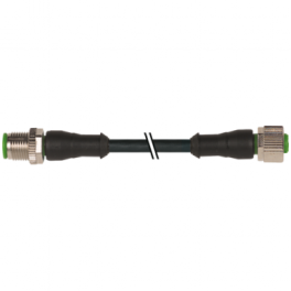 Laidas M12 male 0° / M12 female 0° A-cod., PVC 5x0.34 bk UL/CSA 5m