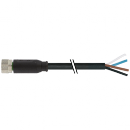 M8 female 0° A-cod. with cable, PVC, 3m