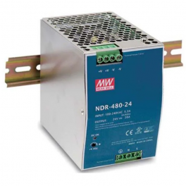 NDR-480-24 Maitinimo šaltinis 90-264VAC/127-370VDC->24VDC/20A, DIN35