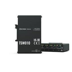 TSW010 pramoninis nekonfigūruojamas šakotuvas (switch), 5 x LAN 10/100 Mbps, DIN tvirtinimas