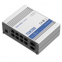 TSW200 pramoninis nekonfigūruojamas šakotuvas (switch), 8x LAN 10/100/1000 Mbps PoE+